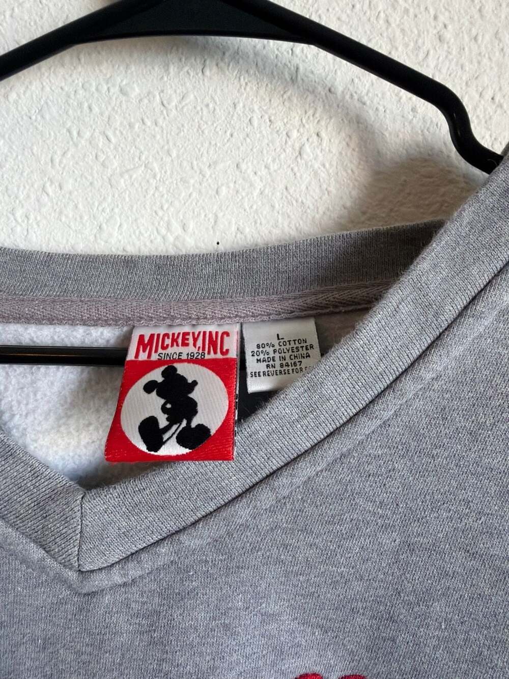 Mickey Inc. Disneyland V-Neck Embroidered Sweatshirt Size L - Picture 2 of 5